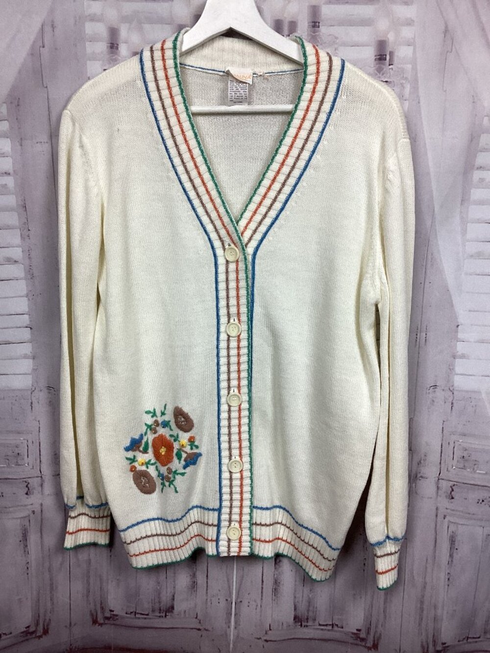 Vintage Catalina Cardigan Sweater Embroidered Floral XL